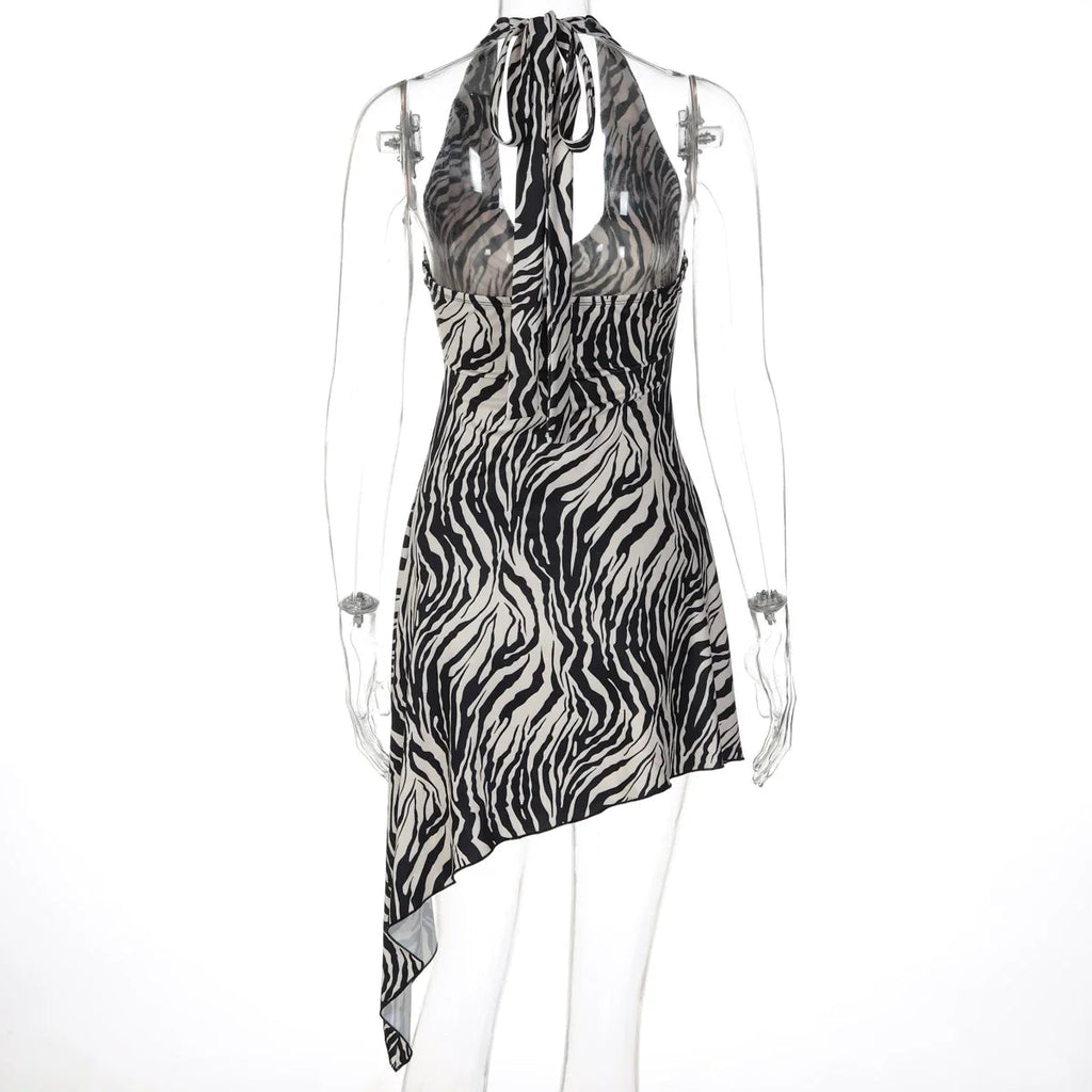 Ariani Halter Asymmetric Mini Dress