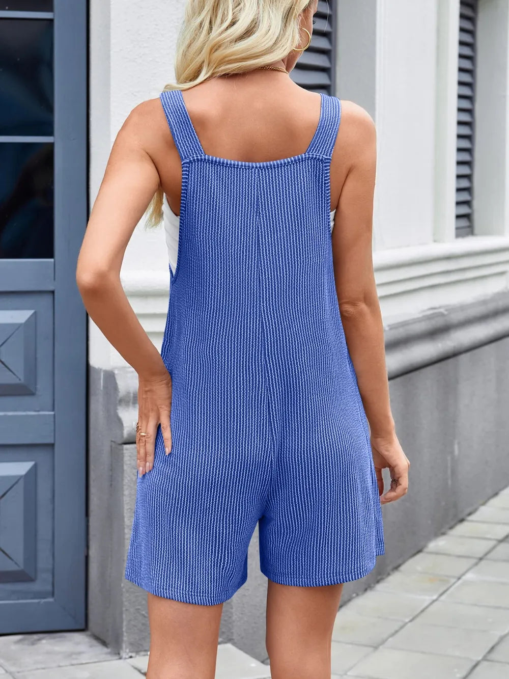 Overalls Knotted Strap Ribbed Casual Stretchy Holiday