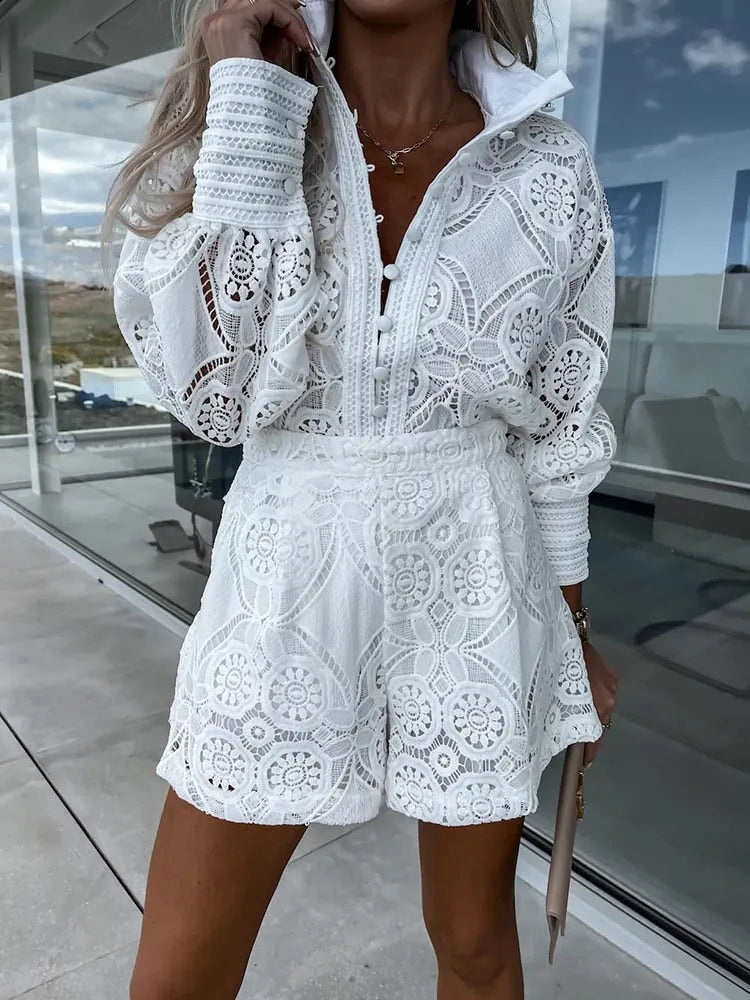 Aylin - Boho Women's Playsuit with Lace Details
