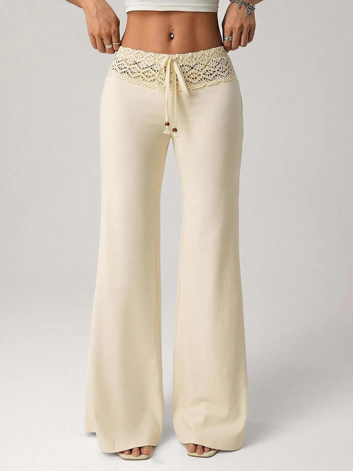 Lace-trimmed Casual Sexy Yoga Flared Pants