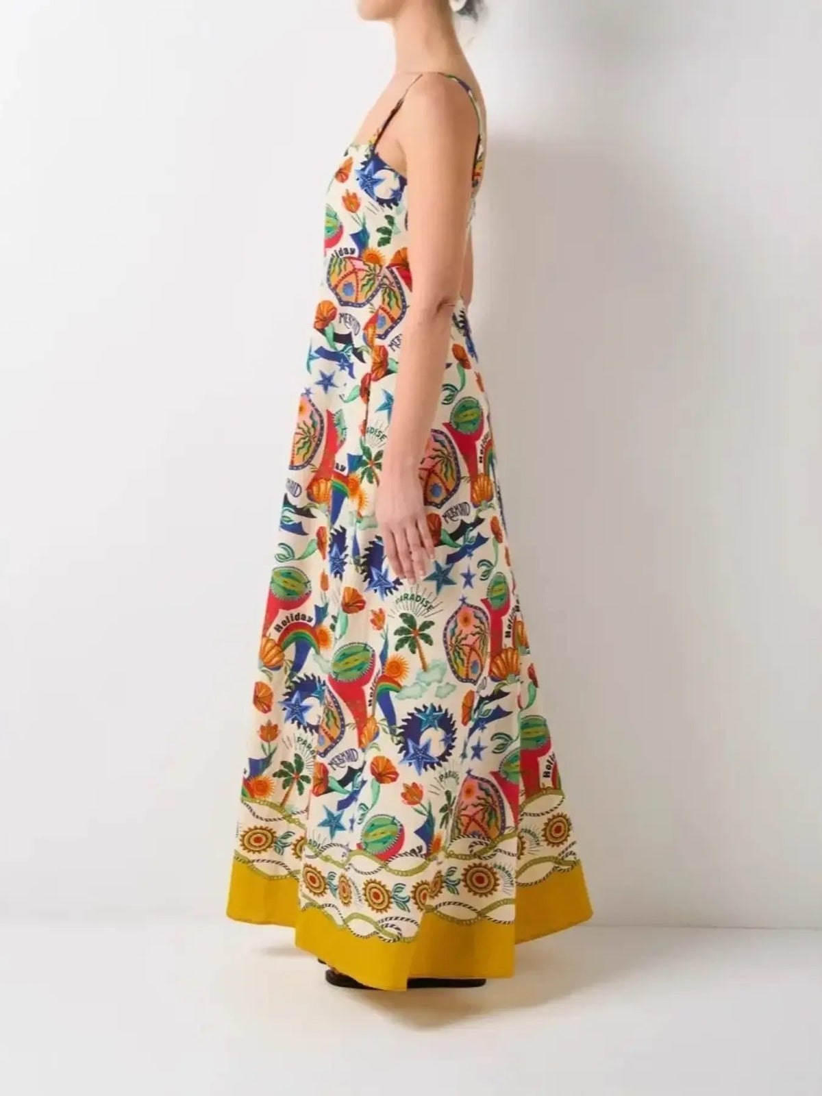 Maxi Dress Square Neck Cami Boho Printed Colorful Summer