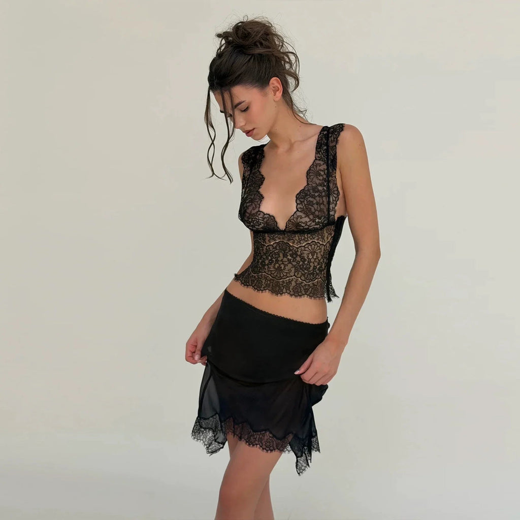 Erabella Deep V-Neck Lace Camisole