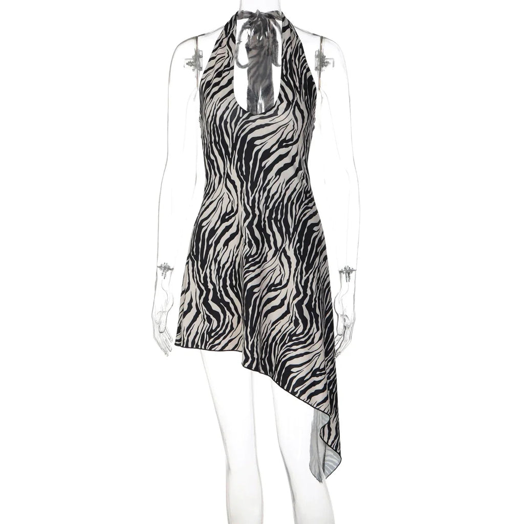 Ariani Halter Asymmetric Mini Dress