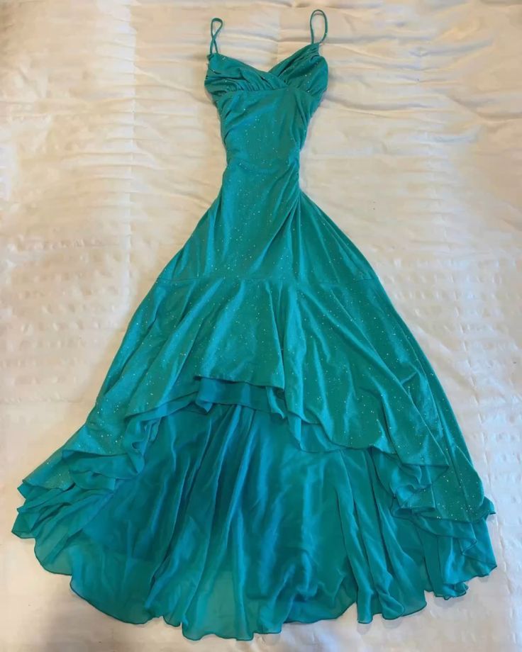 Blue Shiny Beautiful Long Chiffon Birthday Dress Prom Dress Evening Dress
