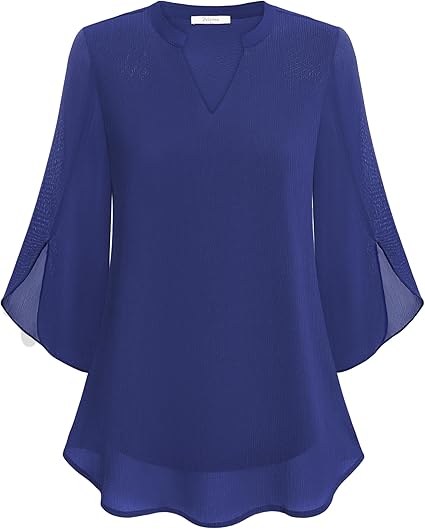 Women's Elegant Blouse with V-Neck and Wide Sleeves