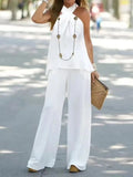 Outfit Set Loose Fit Wide Leg Pant Strechy sleeveless