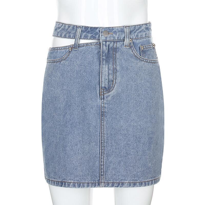 Women'S Fashion Casual Cut Out Denim Skirt