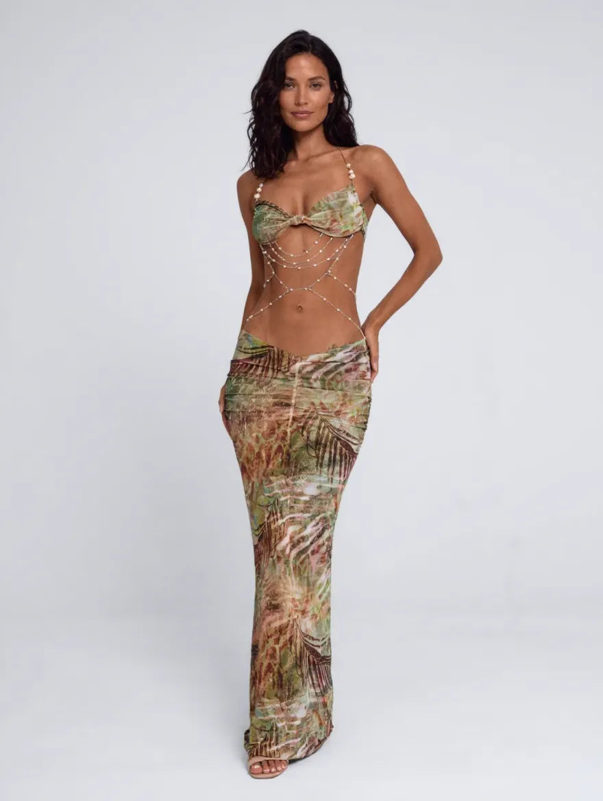 Quinn Embellished Halter Maxi Dress