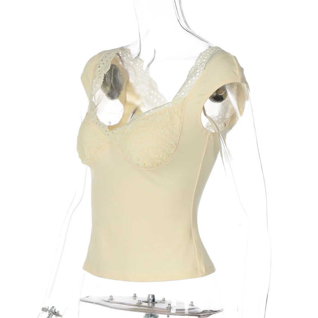 Anaiya Lace Trim V-Neck Top
