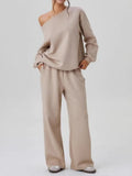 Asymmetrical Shoulder Design Sporty Casual Fashion 2-piece Sets