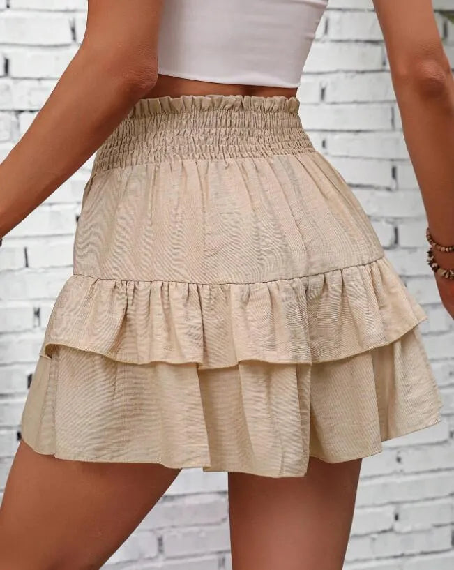 Ruffle High Waist Layered Skort for Women