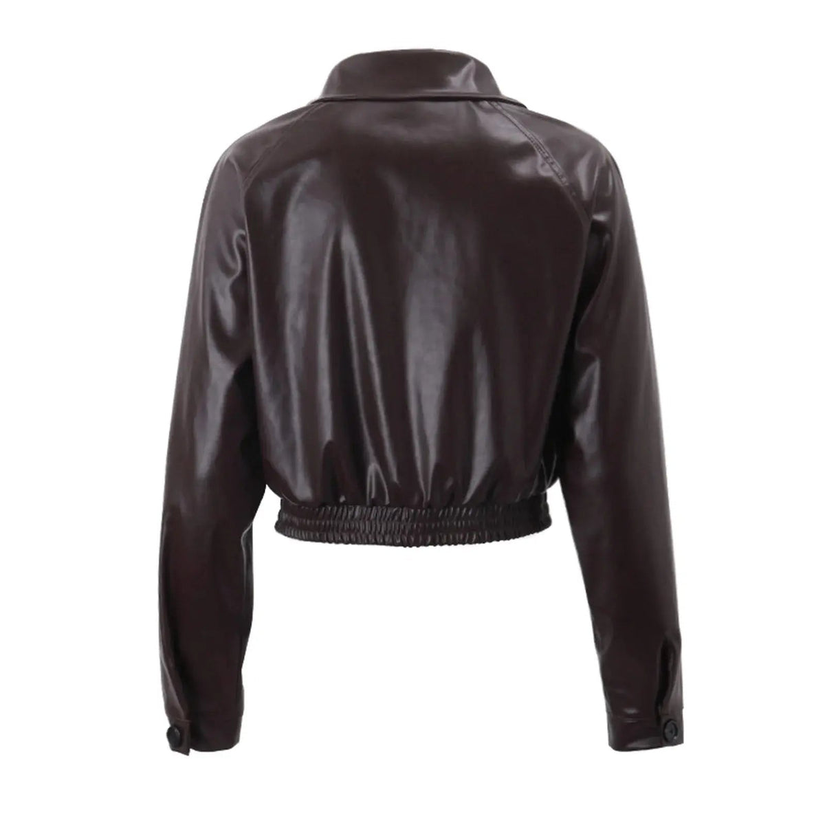Women's Bold Short Faux Leather Biker Jacket with Asymmetrical Zipper