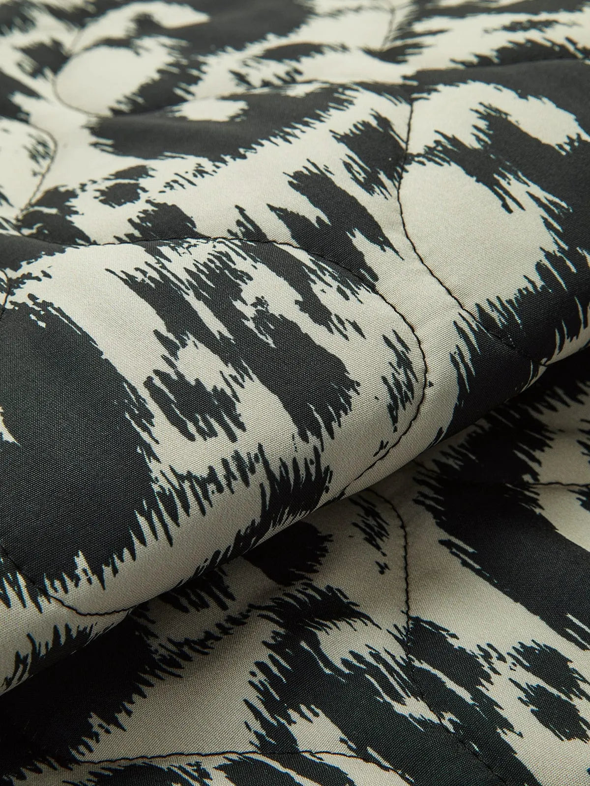 Quilted Jacket with Abstract Print and Snap-Button Closure