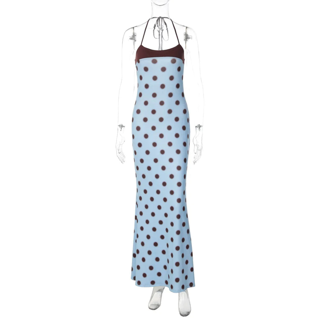 Rosalie Polka Dot Halter Maxi Dress