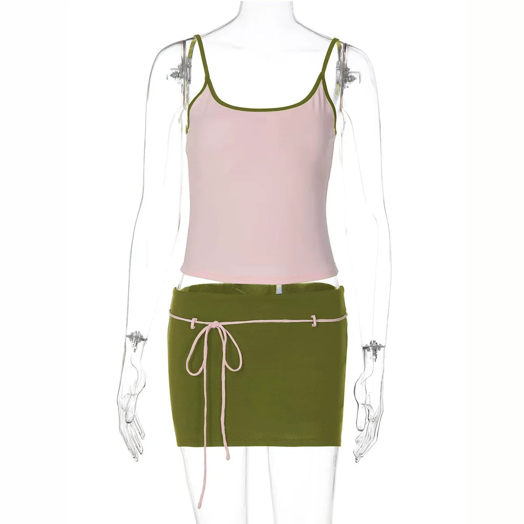 Indiana Contrast Trim Skirt Set
