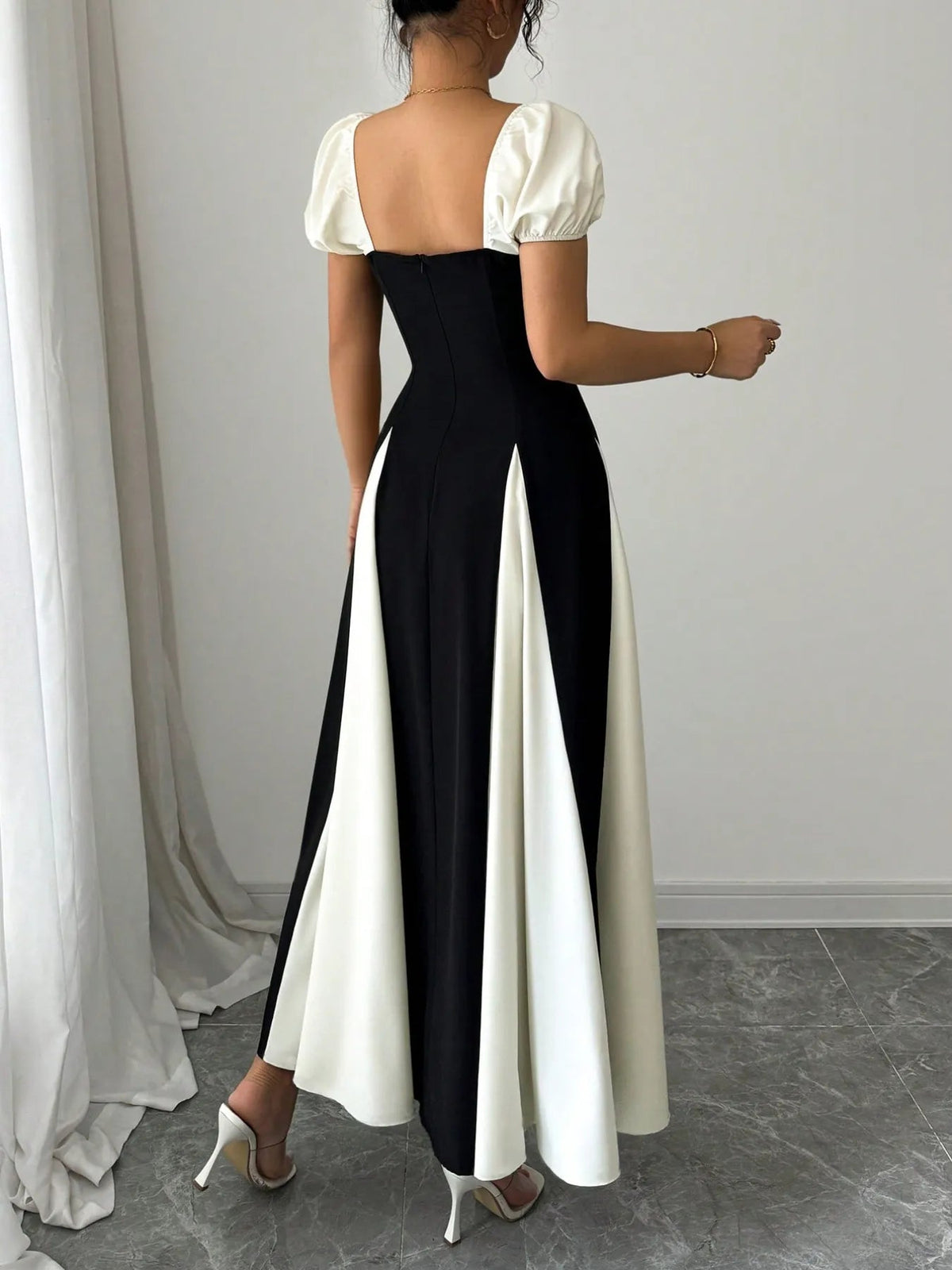 Dress Two-Tone Chic Elegant Timeless A-Line Trendy