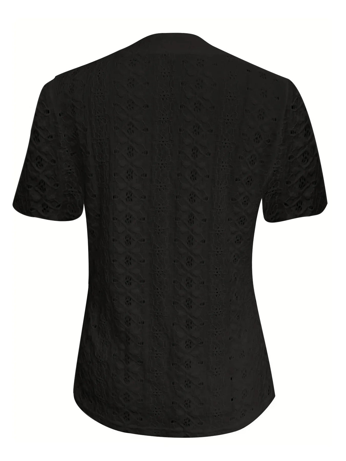 Blouse Top Casual Chic Boho Lace Openwork Notched Neck