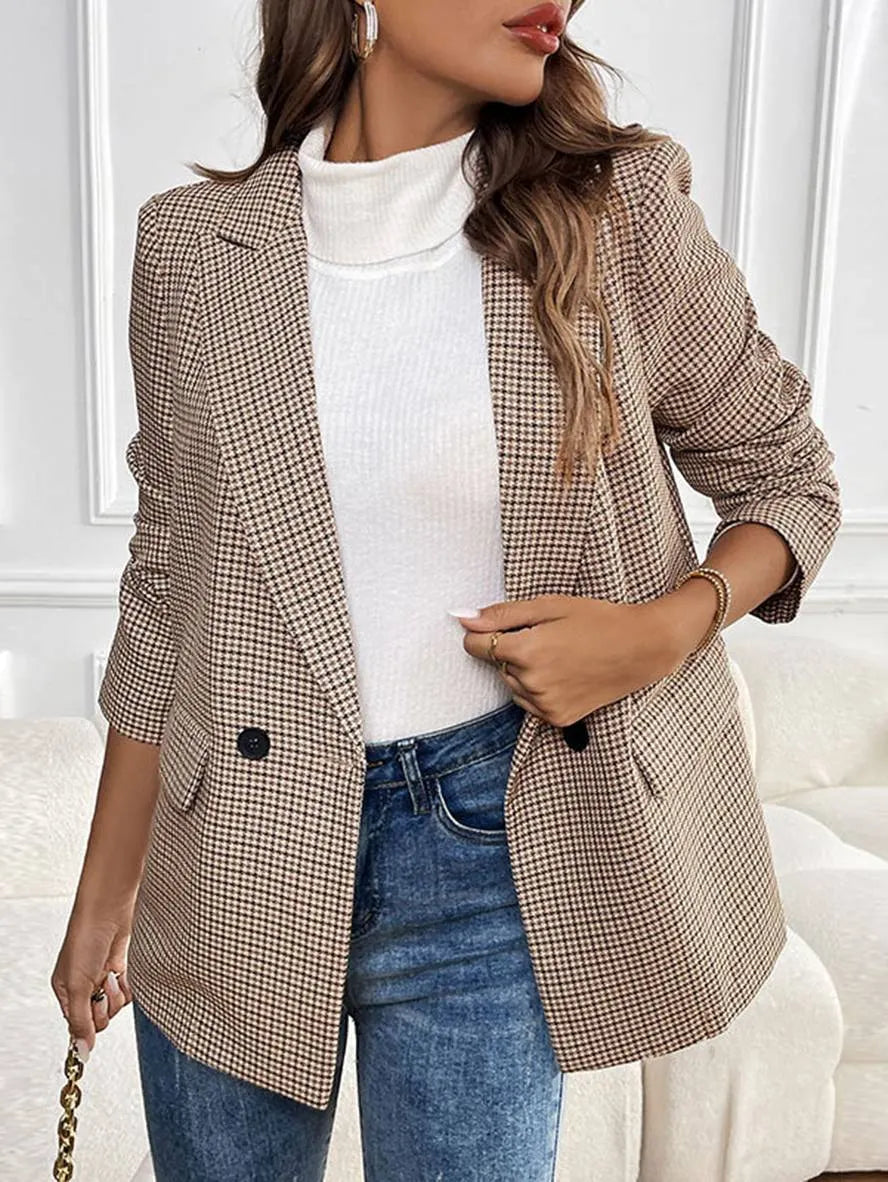 Elegant Comfortable Tailored Checked Women's Blazer