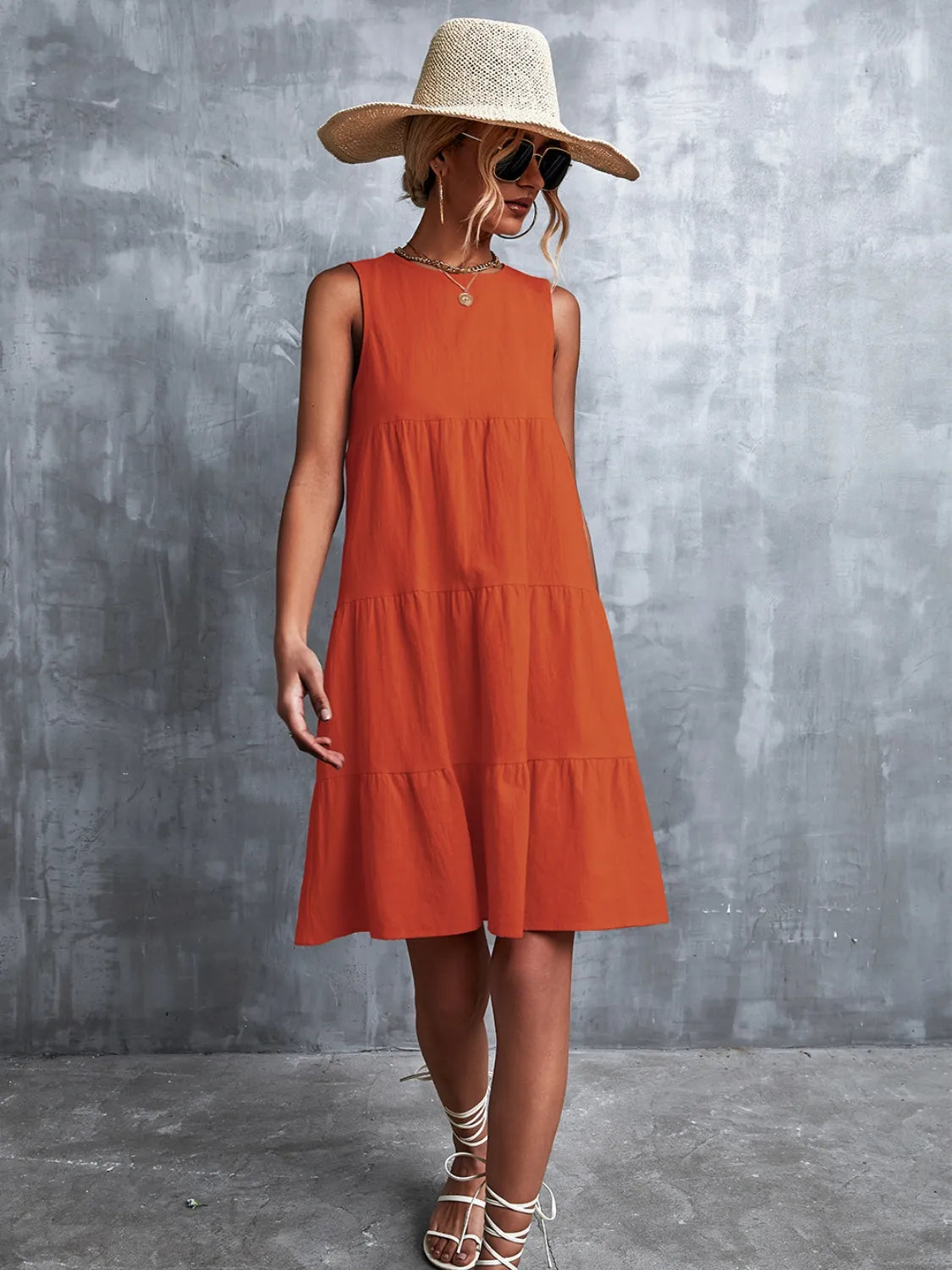 Shift Mini Dress Sleeveless Casual Flowy Chic Boho