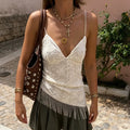 Quetzalli Lace Fringe Asymmetric Camisole