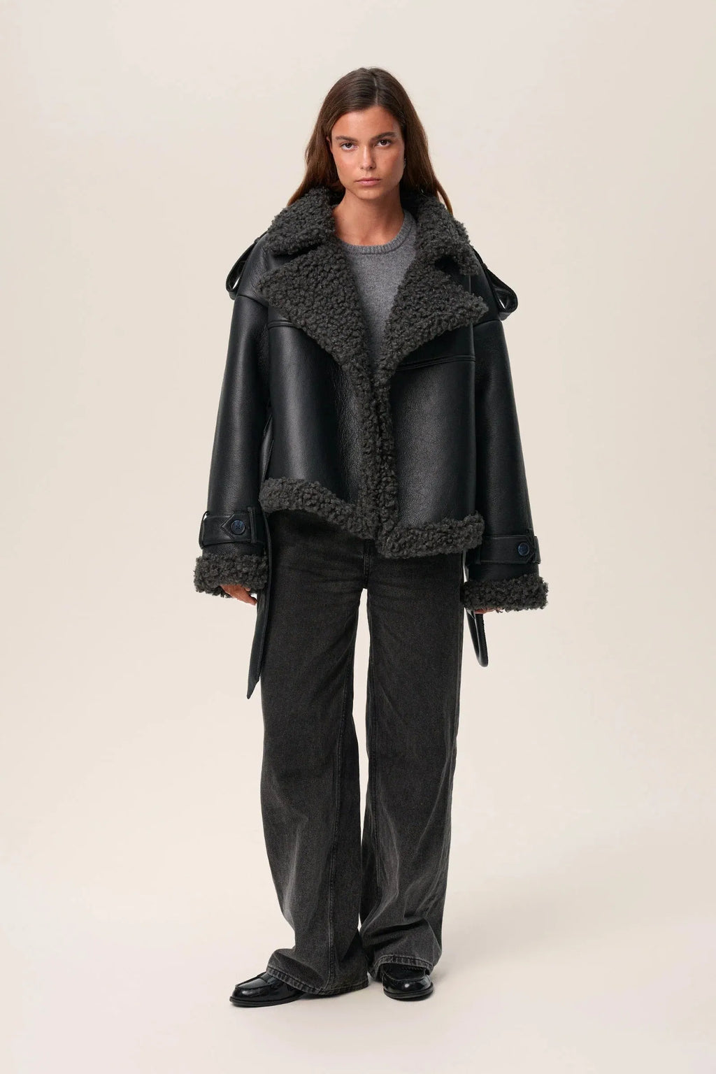 Eve Belted Shearling Long Coat
