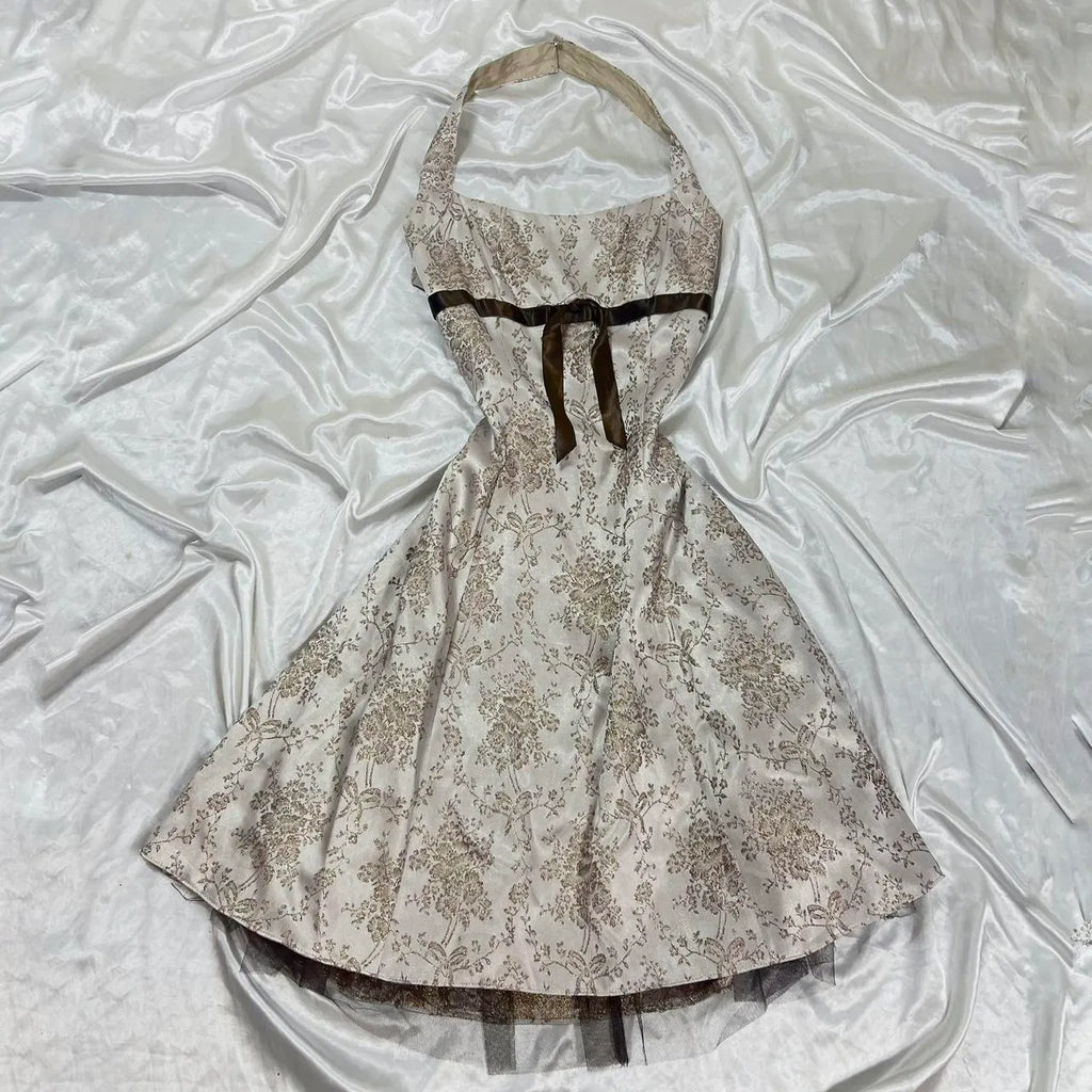 Floral Short Satin Formal Prom Dress Fairy Homecoming Dress
