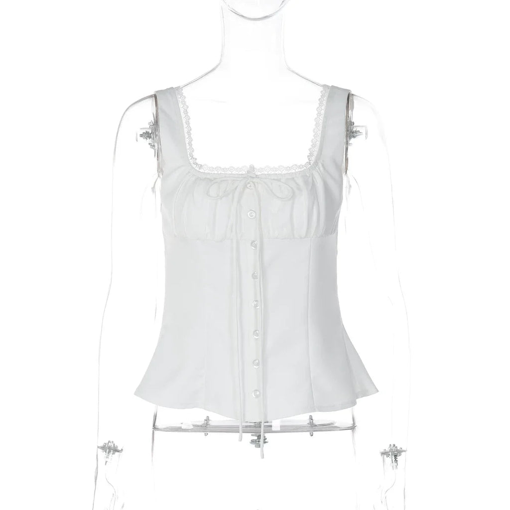 Kelis Lace Trim Ruched Tank