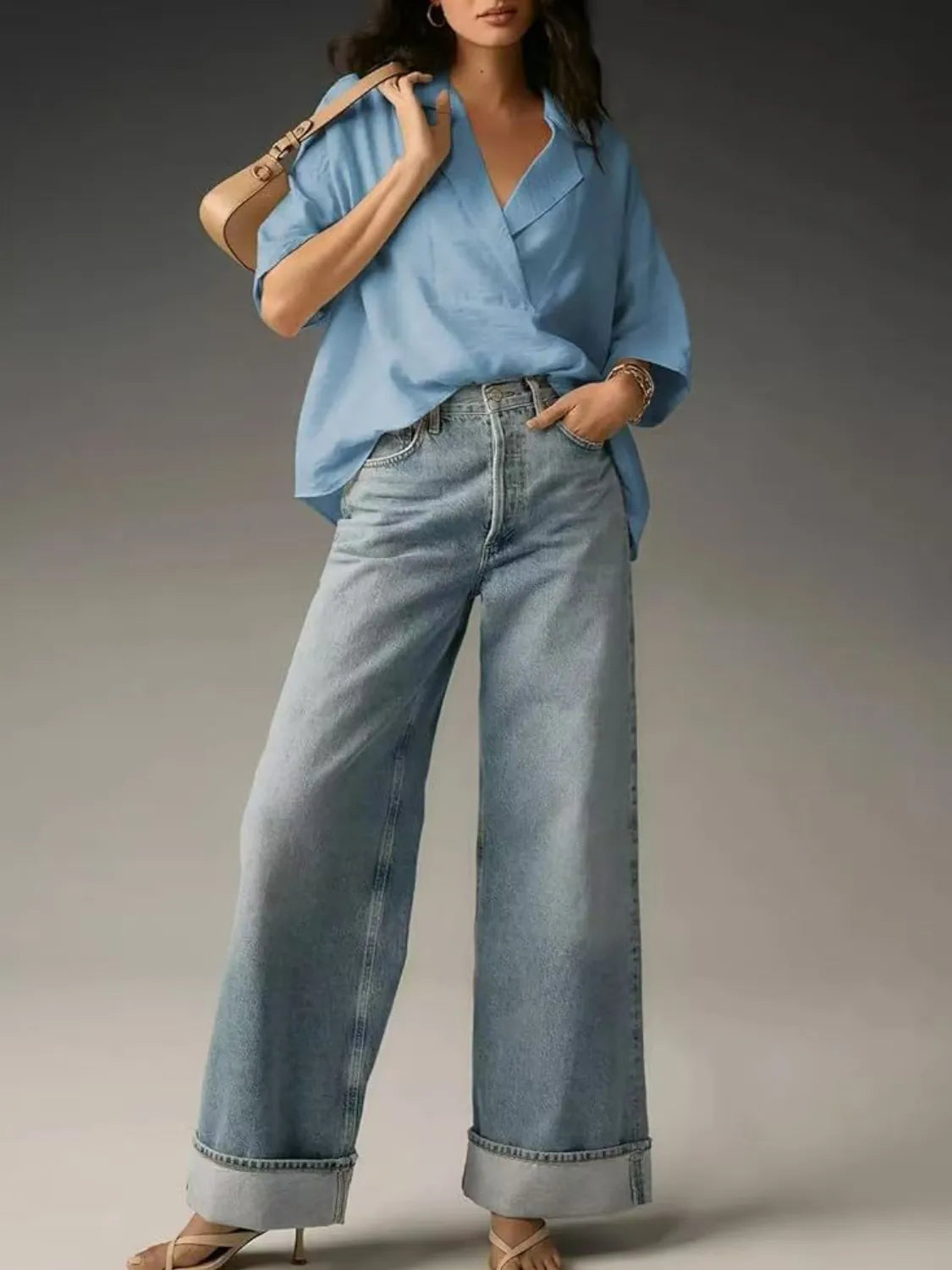 Polished Collared Half Sleeve Blouse