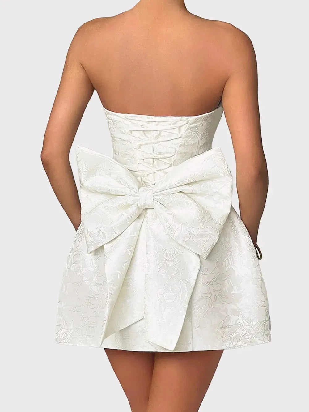 Mini Dress Lace-Up Bow Opaque Satin Basic Versatile