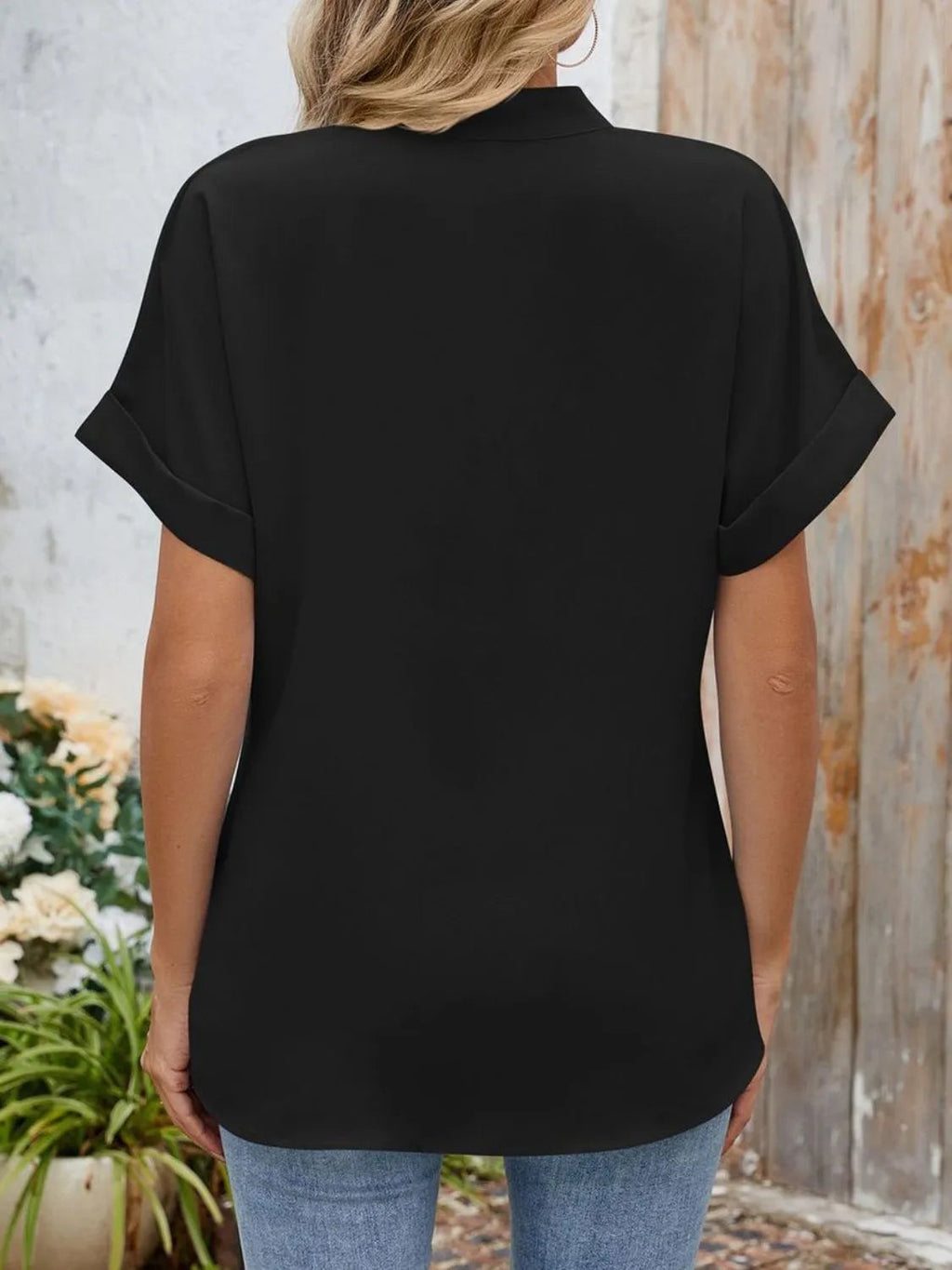 Blouse Top Button-Front Casual Workwear Everyday Cozy