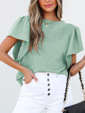 Blouse Top Casual Chic Boho Ruffle Sleeve Knit Elegant