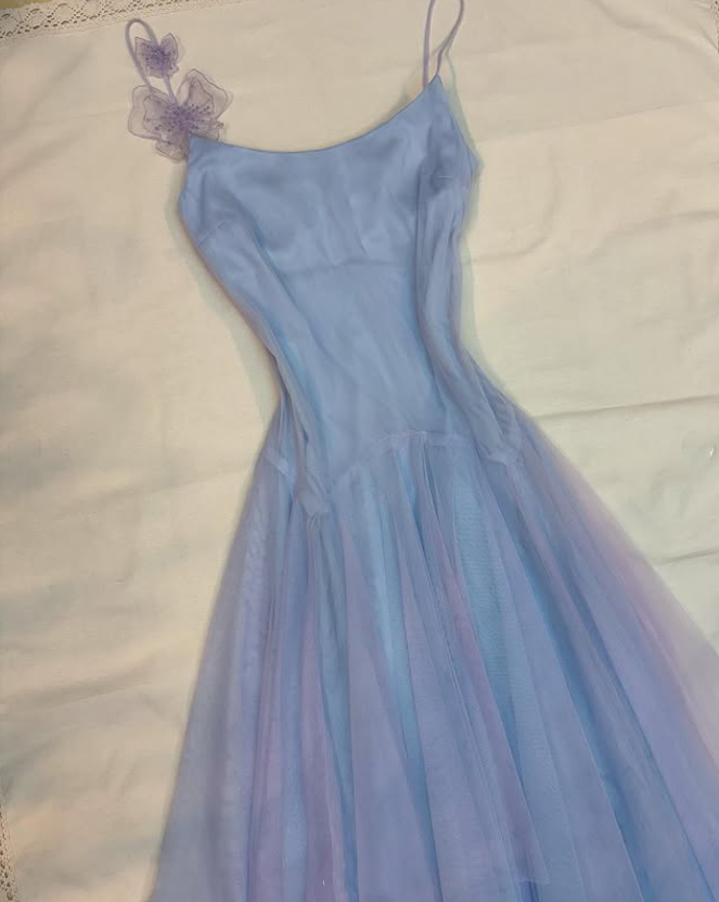 Purple Blue Fairy Short/Mid-Length Chiffon Homecoming Dress Birthday Party Dress