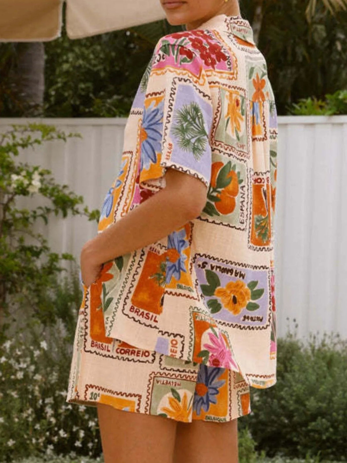 Two-Piece Outfit Set Short Sleeve Top & Drawstring Shorts