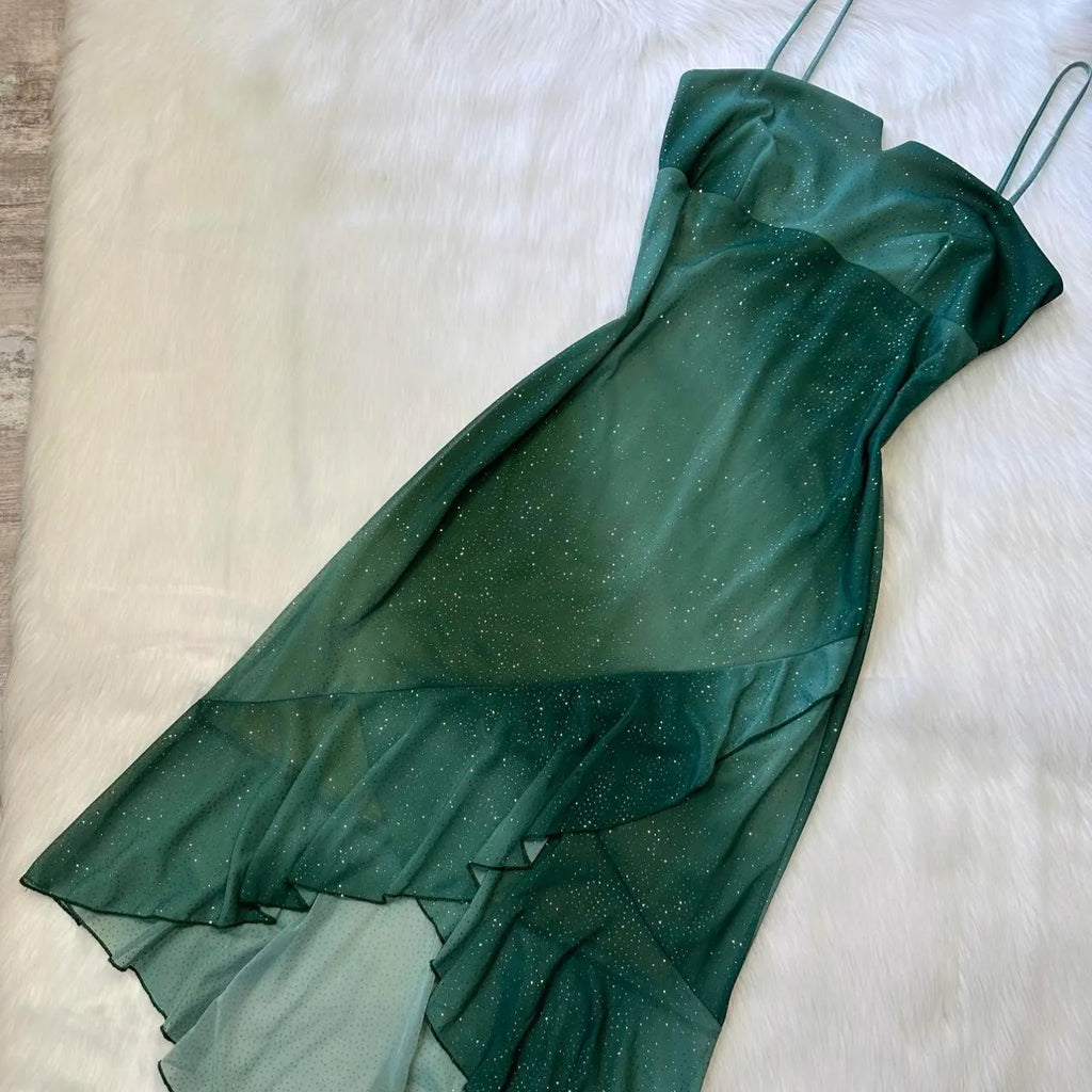 Moss Green Fairy Homecoming Dress Yk Sparkly Mini Flowy Ruffle Short Chiffon Ball Gown Evening Gown Party Dress