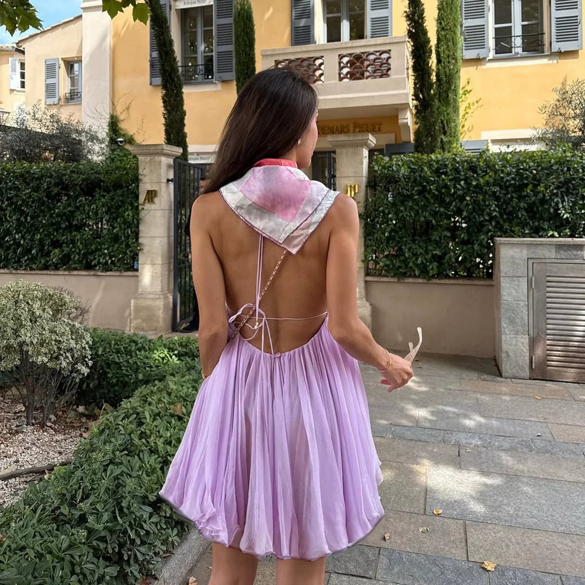 Jacklyn Backless Halter Mini Dress