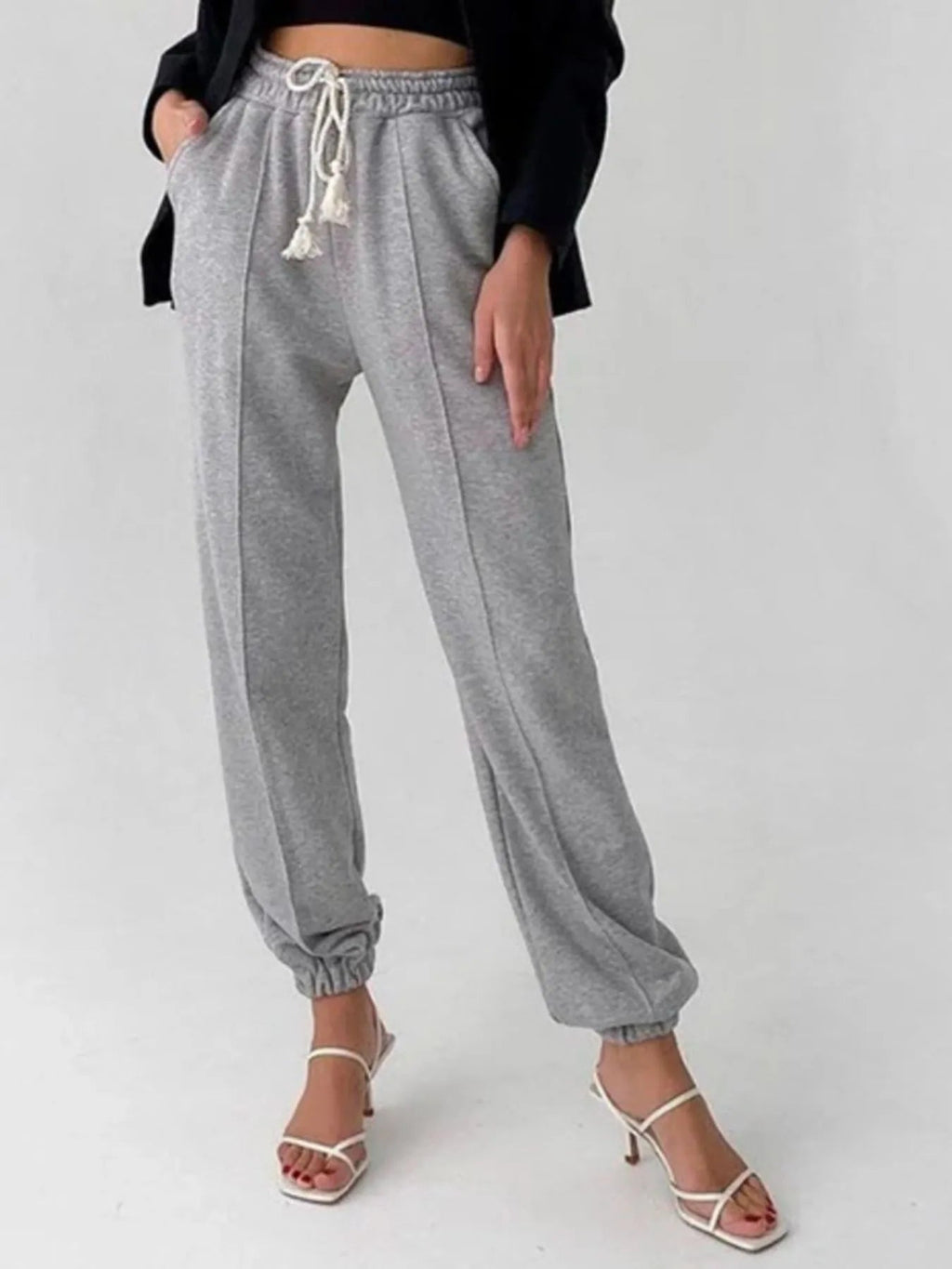 Jogger Pant Drawstring Tapered Leg Casual Chic Holiday