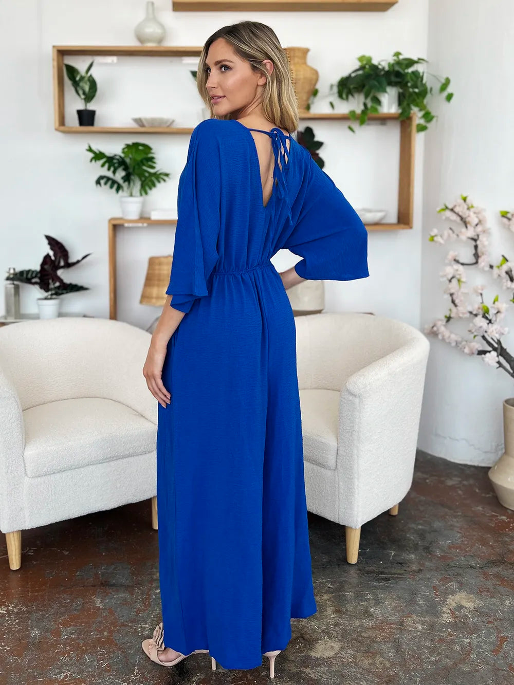 Surplice Wide Leg Jumpsuit with Pockets – Full Size