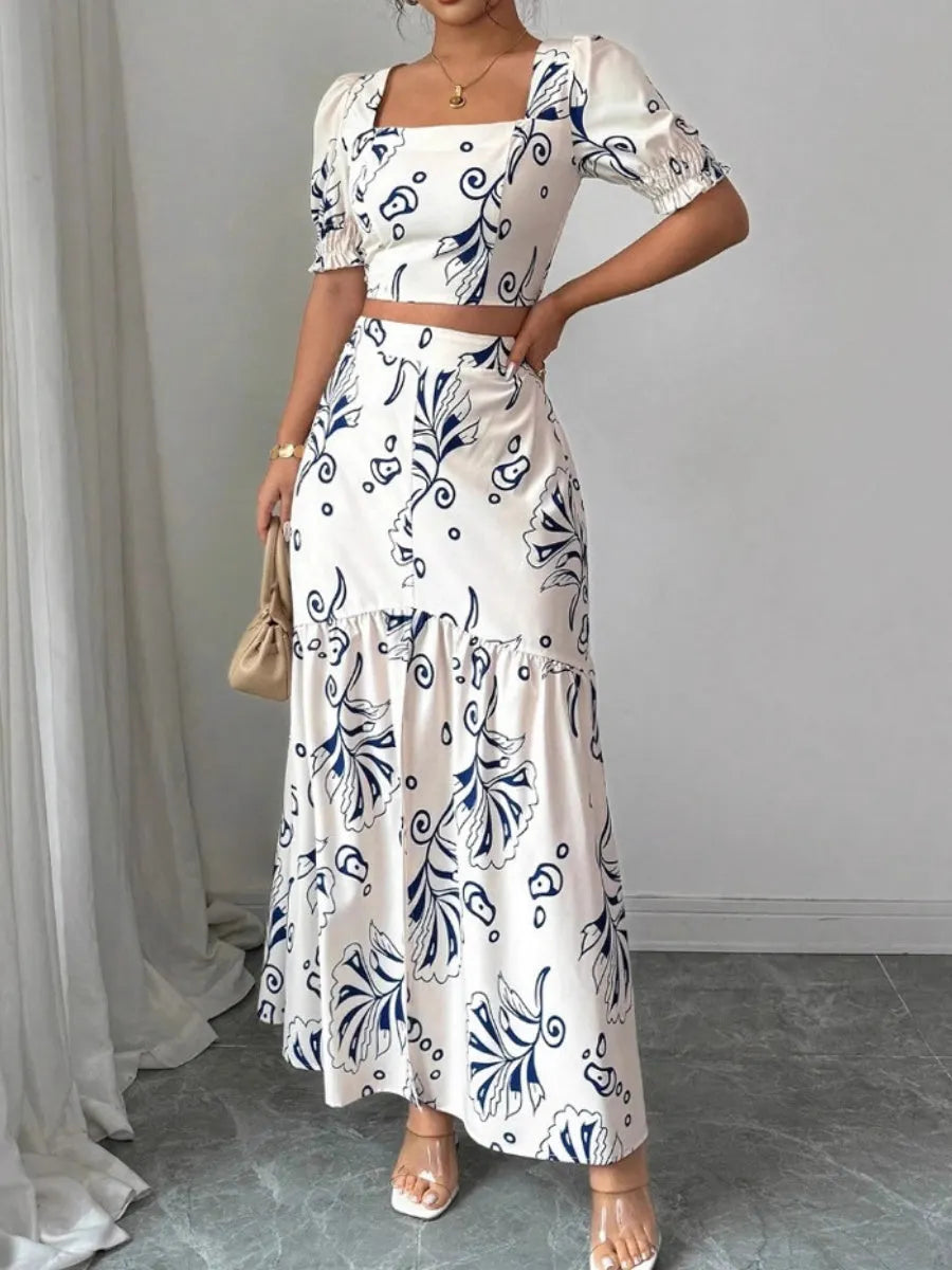 Jacket Skirt Hit Plants And Flowers 2-piece Sets