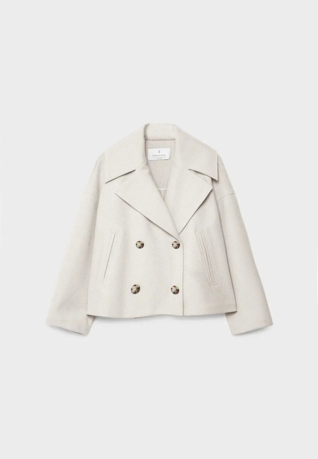 Jitske - Chic Short Peacoat with Double Button Closure
