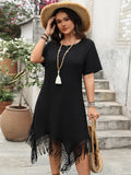 Plus Size Fringe Midi T-Shirt Dress
