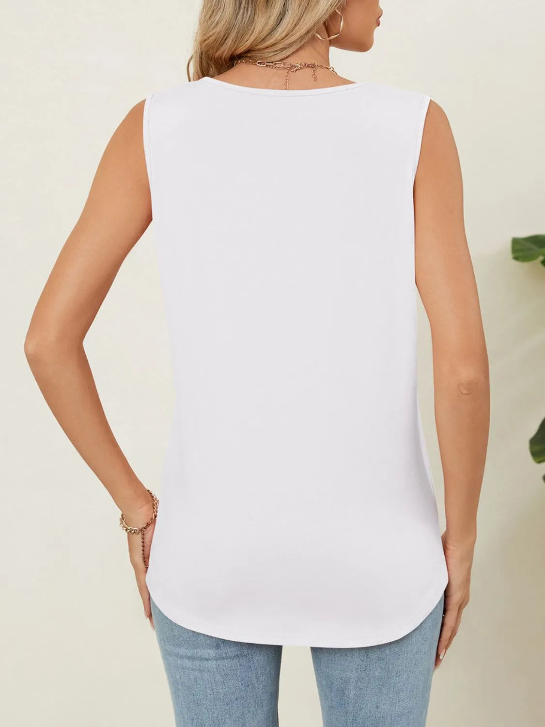 Tank Top Basic Casual Comfort Boho Chic Pleated Stretch