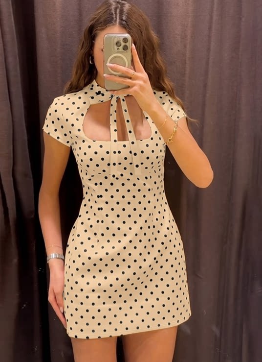 Kamari Polka Dot Cutout Mini Dress