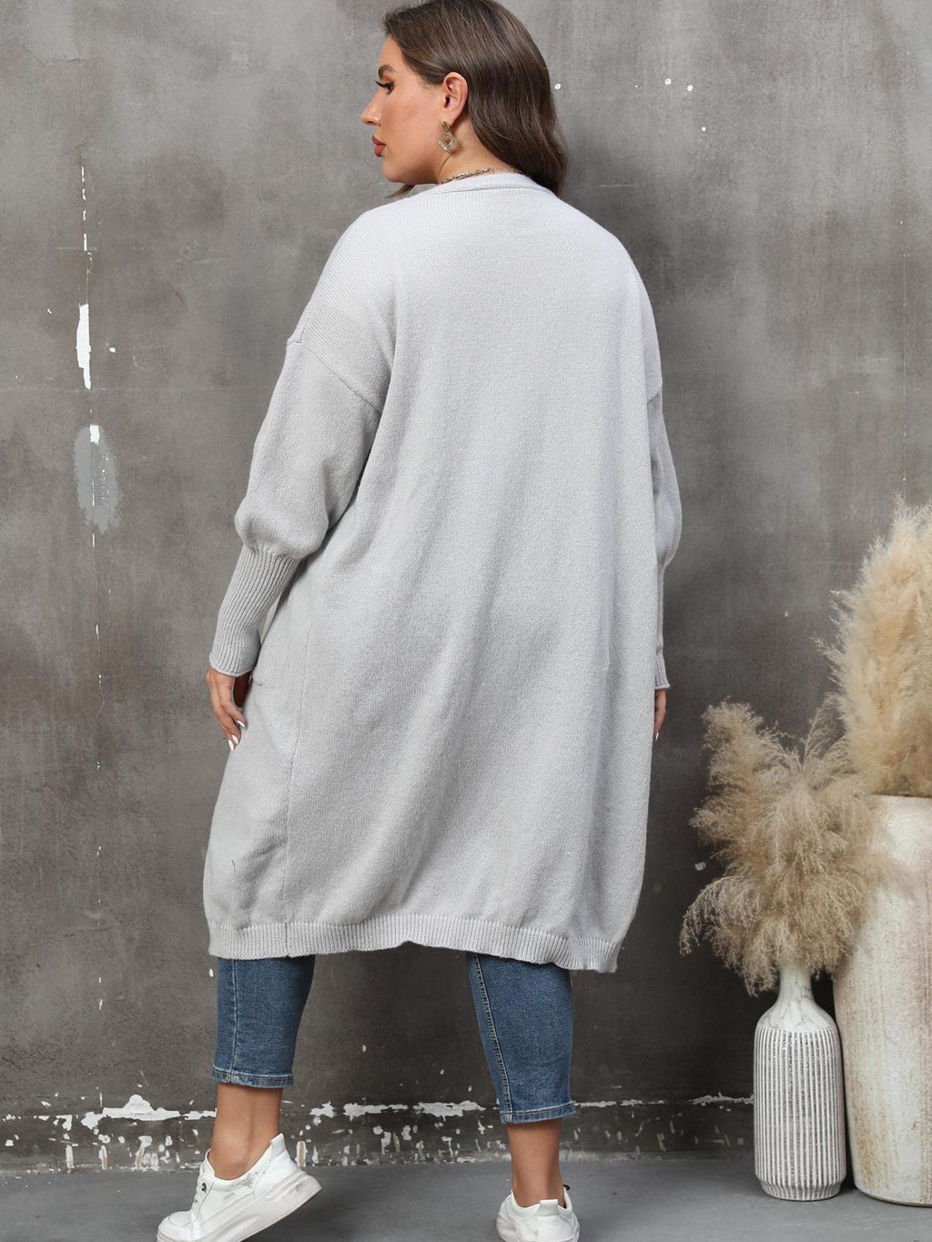 Duster Cardigan Sweater Ribbed Knitwear Open Front