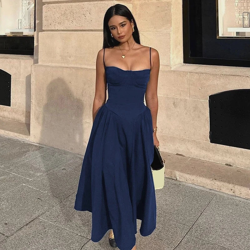 Square Neck Midi Slip Dress