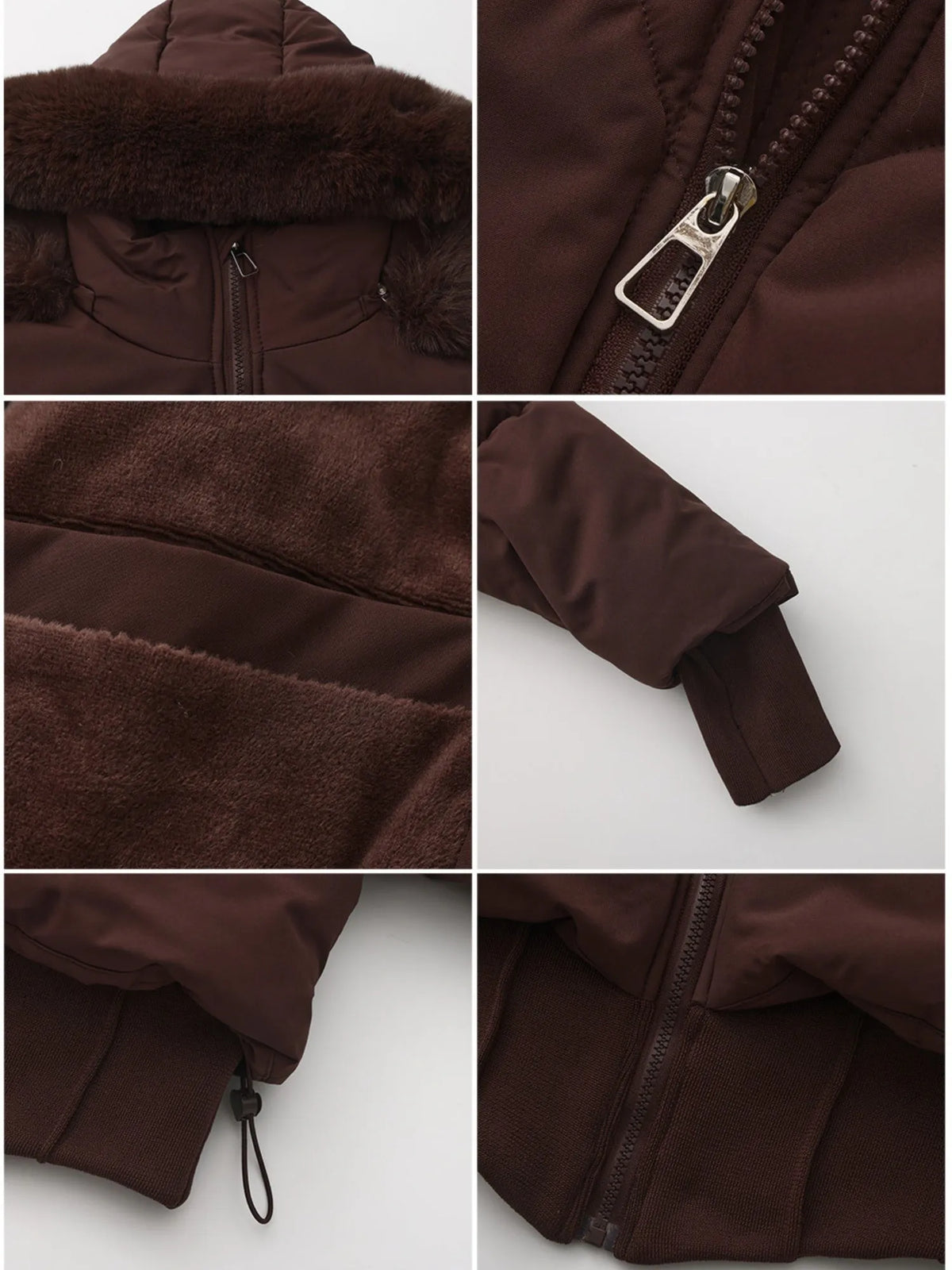 Large Fur Collar Hooded Pockets Short Waist Down Jacket