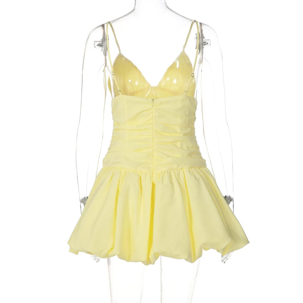Cecile Ruched Bubble Hem Mini Dress