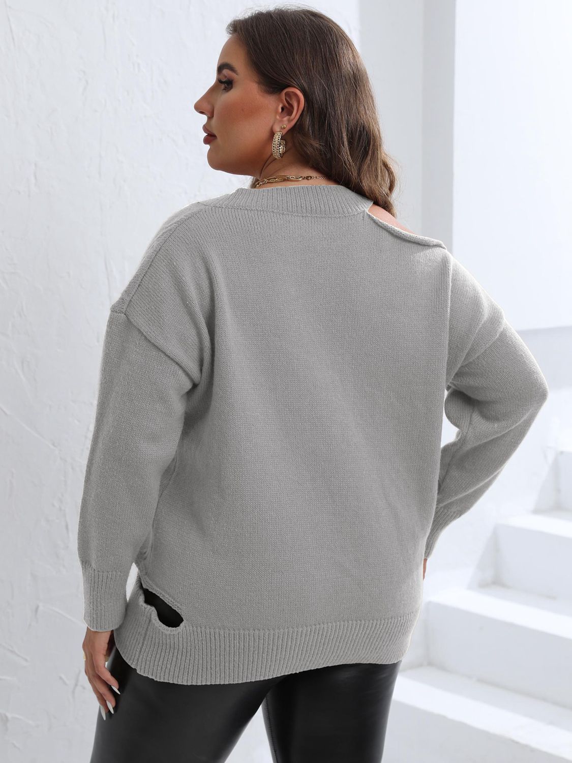 Cutout Sweater Chic Slightly Stretchy Trendy Casual