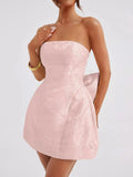 Mini Dress Bow Back Cocktail Party Strapless Lace-Up