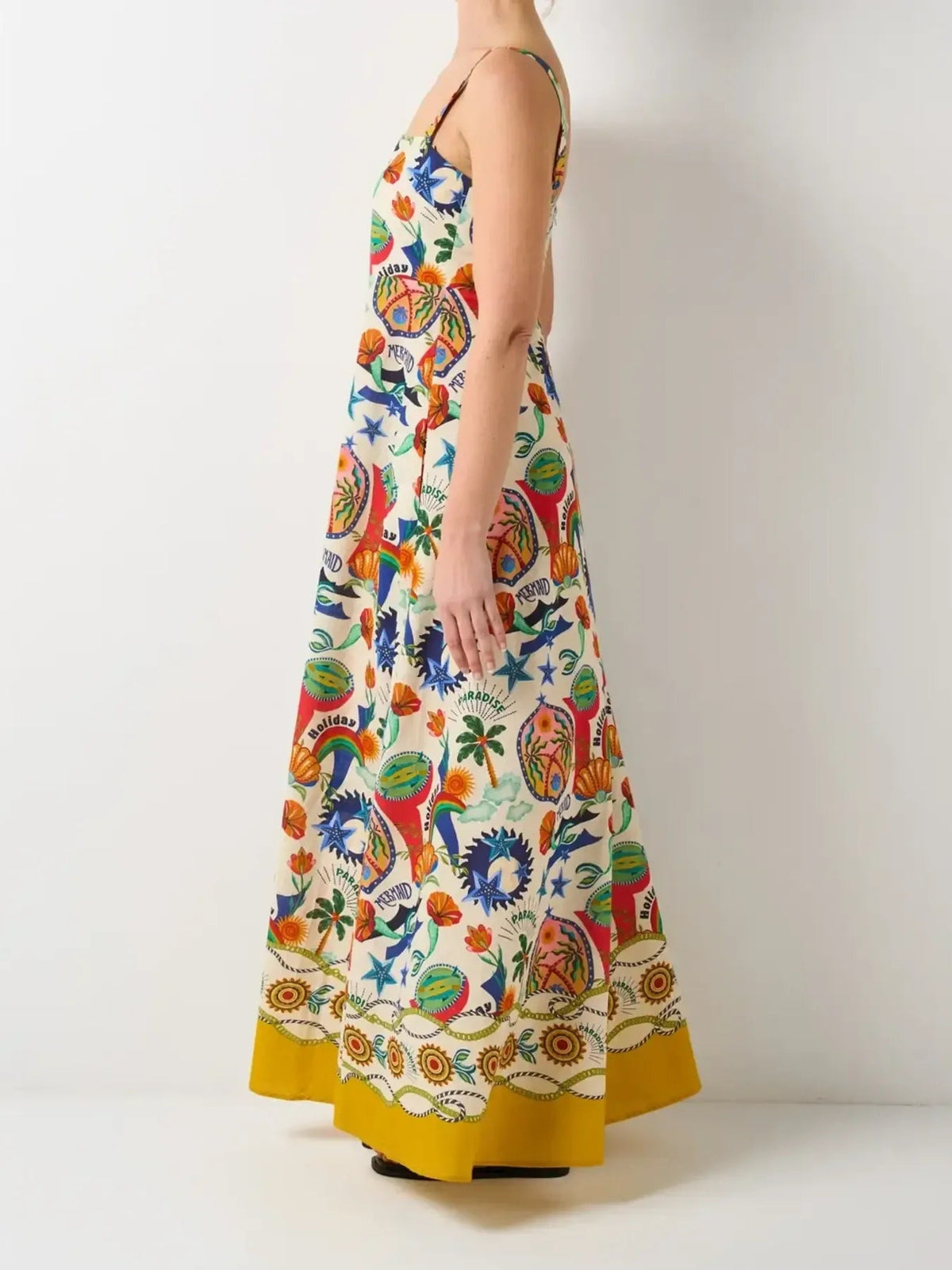 Maxi Dress Square Neck Cami Boho Printed Colorful Summer