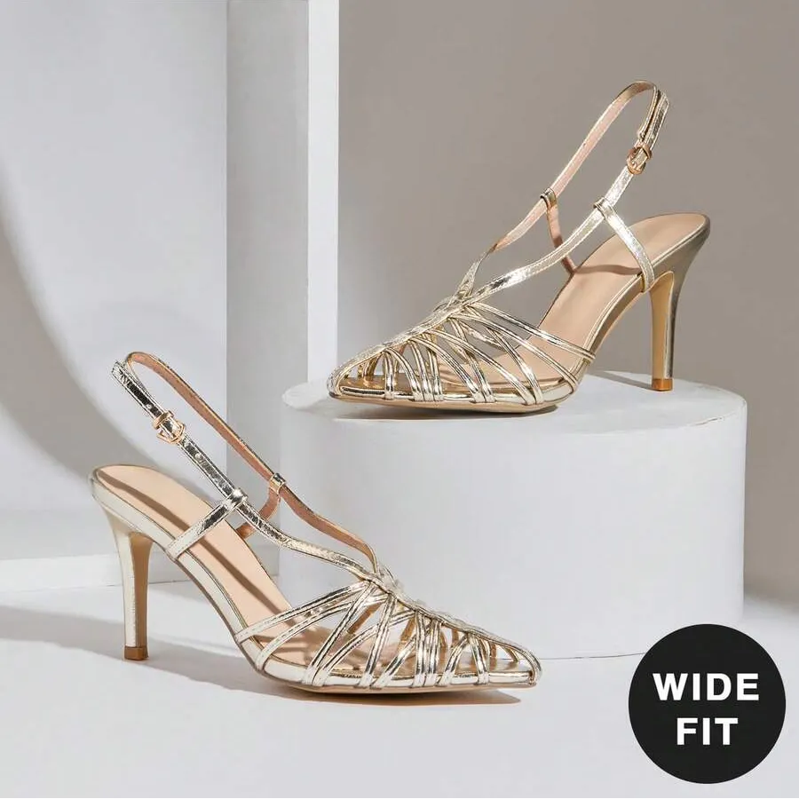 Elegant Wide Fit Crisscross Stiletto Pumps for Women - Chic Pointed Toe Design